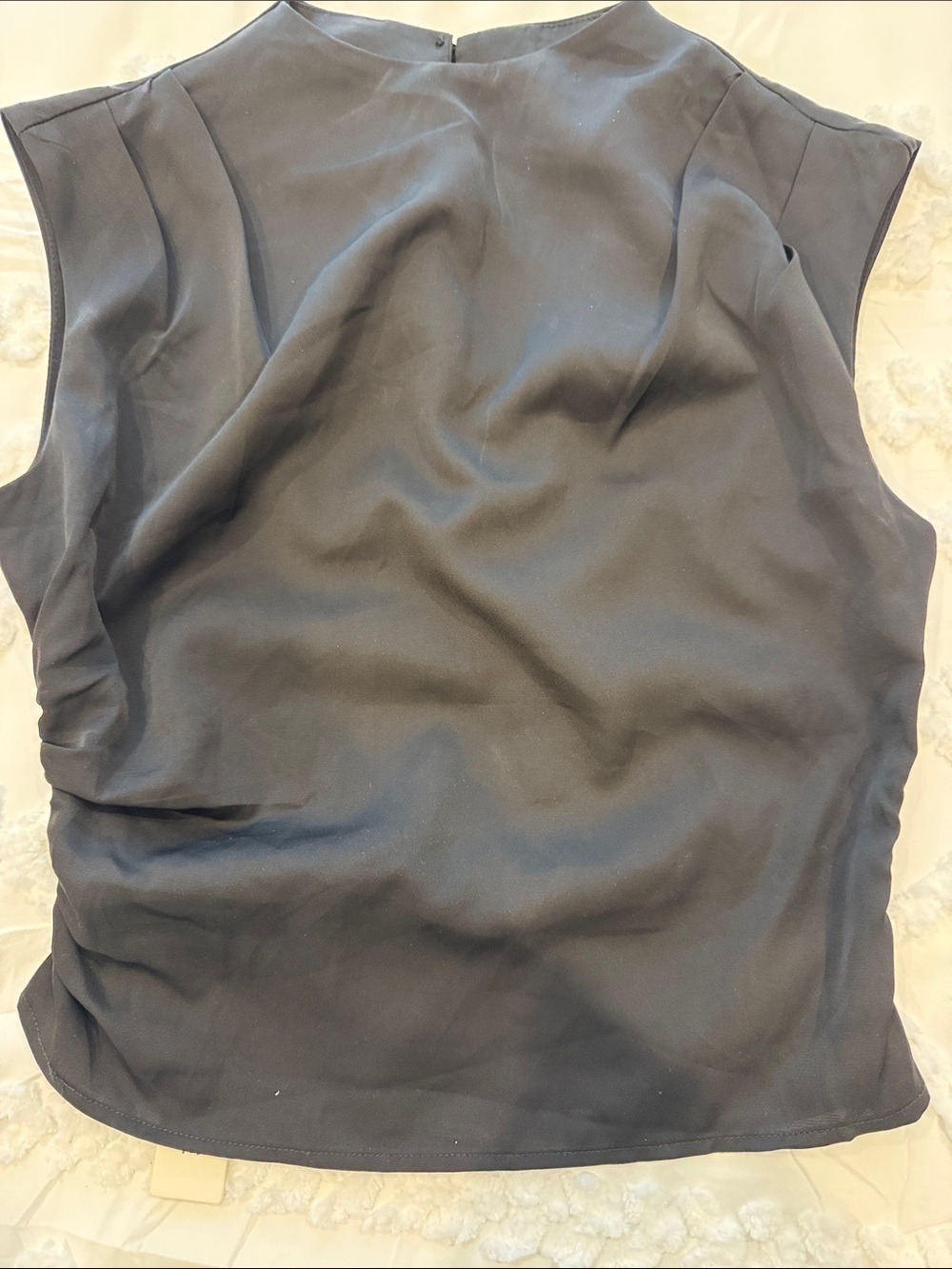 Commense Black Sleeveless Ruched Women's Top